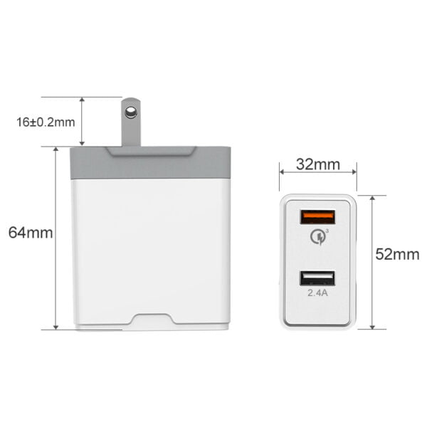 QC 3.0&USB 2.4A 30W Wall charger