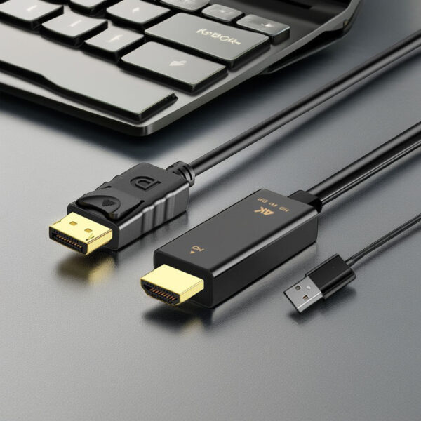 Industrial HDMI to DP Active Converter Cable | 4K@60Hz | Triple-Shielded EMI Proof | Custom Lengths & Braiding for Broadcast/Medical Systems - Image 3
