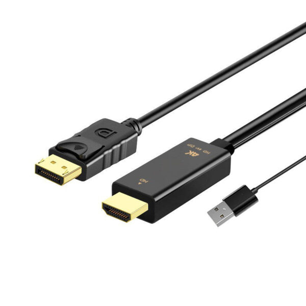 Industrial HDMI to DP Active Converter Cable | 4K@60Hz | Triple-Shielded EMI Proof | Custom Lengths & Braiding for Broadcast/Medical Systems