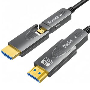 ​​Professional HDMI 2.1 AOC Cable 48Gbps - 8K@60Hz HDR10+, eARC, Detachable Dual-Port (Micro/Standard HDMI) for Pro AV & Broadcast​​