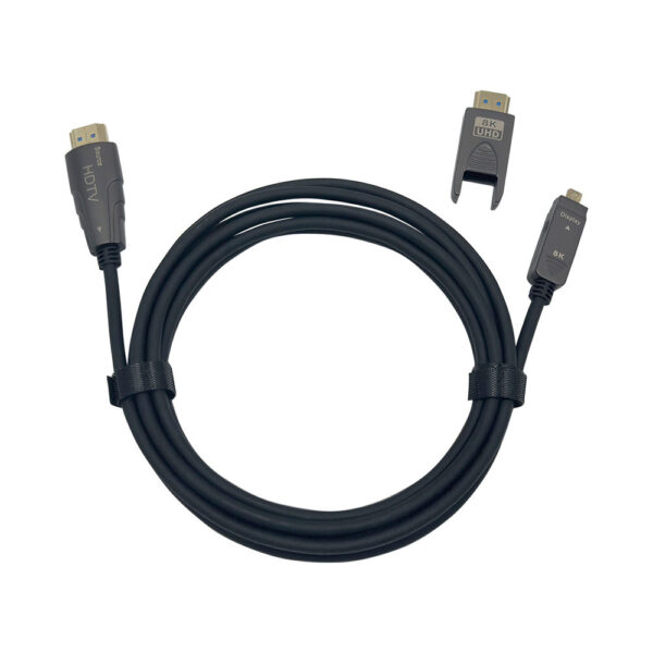 ​​Professional 8K UHD HDMI AOC Cable 48Gbps Detachable Optic Fiber - Dual Output Micro & Standard HDMI for HDTV Display (10ft/20ft/30ft Options)​​ - Image 2