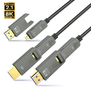 ​​Professional 8K HDMI 2.1 Fiber Optic Cable 48Gbps - eARC Support, 8K@60Hz/4K120Hz, Detachable Adapter (2m)​​